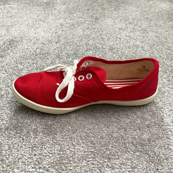 Coaster Canvas Casual Sneakers Shoes Womens Us 7 Red Lace Up Comfort Fabric - Picture 7 of 12